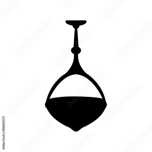 Black and white illustration of a unique hanging pendant light fixture