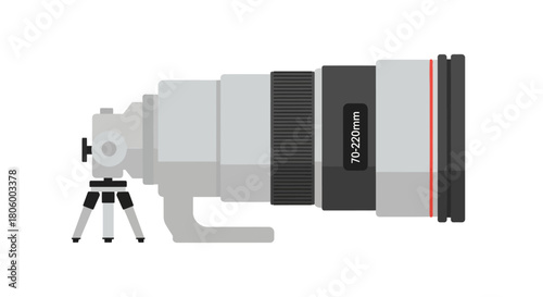 70-220mm Camera Lens on Tripod Photography Equipment.