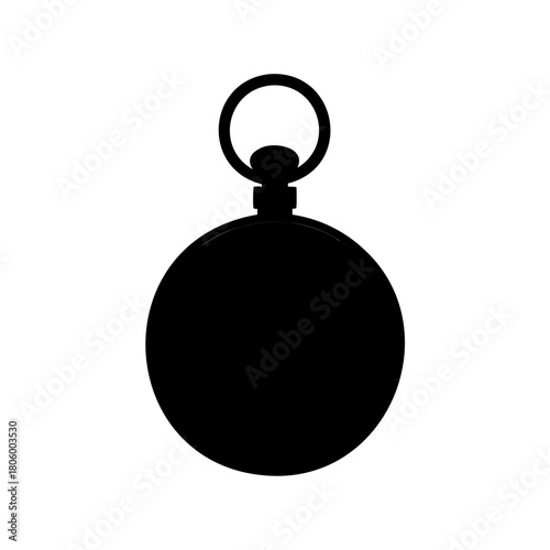 Classic black pocket watch silhouette with round case and top ring