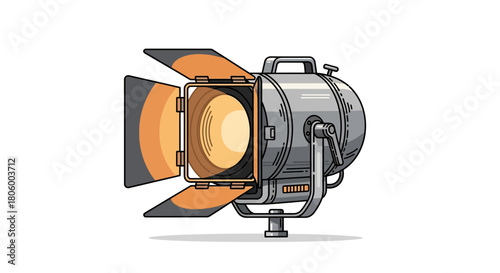 Studio Spotlight with Barn Doors Illustration.