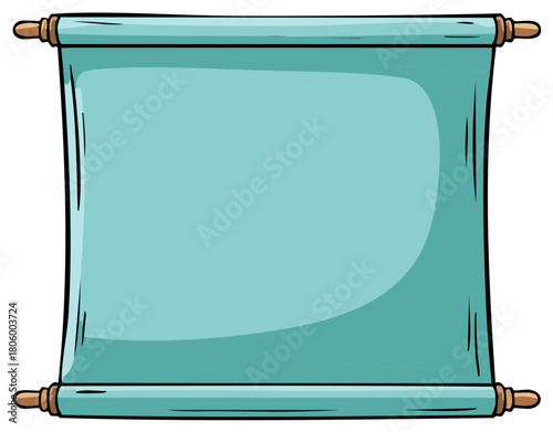Cartoon illustration of a blank scroll with wooden handles