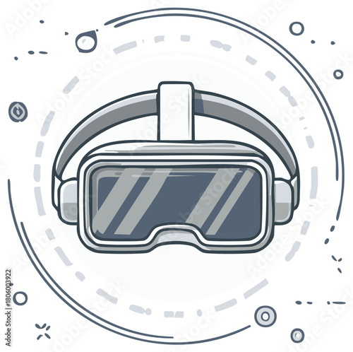 Hand Drawn Virtual Reality Headset Icon for Metaverse and Future Technology Concepts