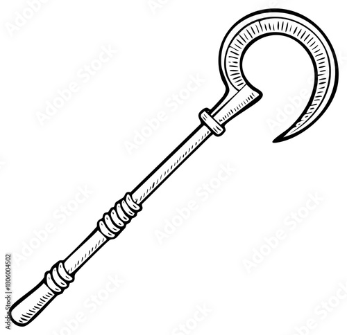 Illustration of an ancient Egyptian crooks and flails symbol in a hand-drawn sketch style