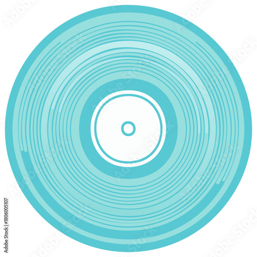 Turquoise record album design, a vinyl music disc with concentric grooves, vintage style.