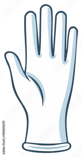 Stylized illustration of a white glove with blue shading and dark outline