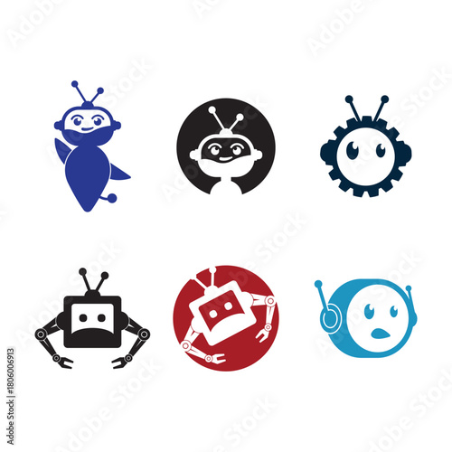 Robot logo vector icon template