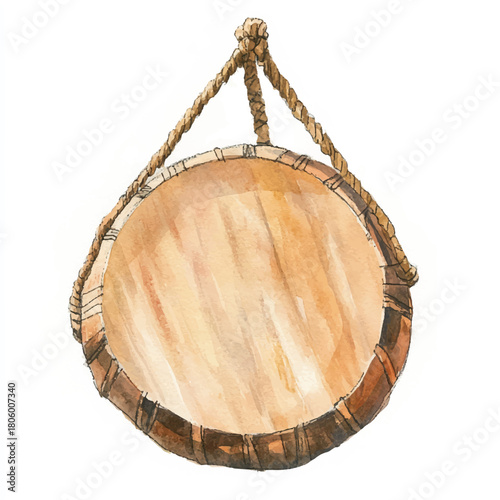 Handcrafted Traditional Native American Frame Drum with Natural Materials.
