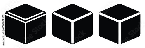 butter cube minimal food icon set, black color and white background