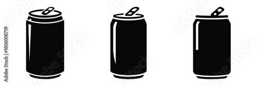 energy drink minimal food icon set, black color and white background