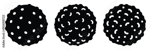 falafel ball minimal food icon set, black color and white background