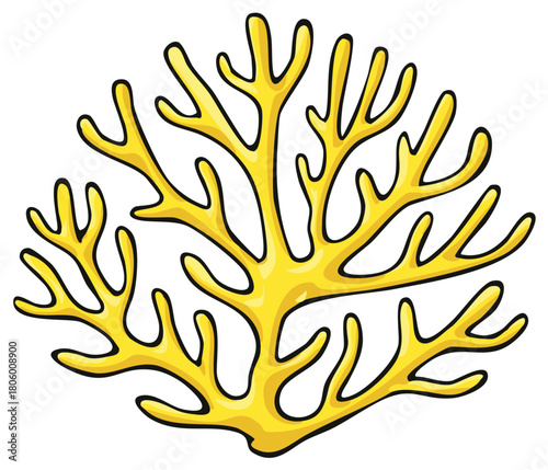 Cartoon Yellow Coral Branch Graphic Design Element