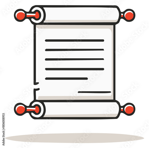 Stylized rolled paper scroll ancient document certificate important message icon