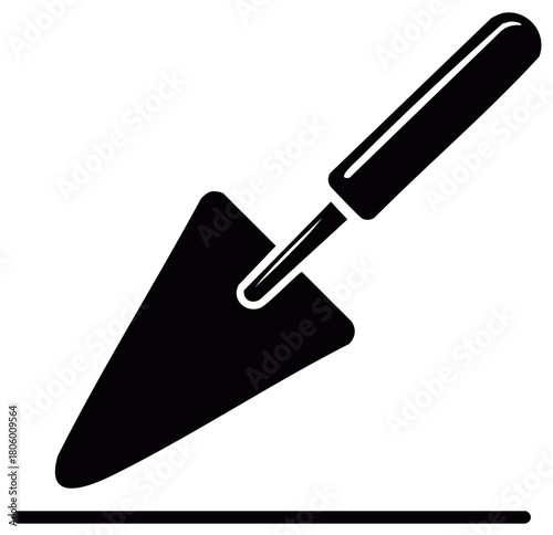 Gardening Trowel for Planting Minimalist Black and White Garden Tool Icon