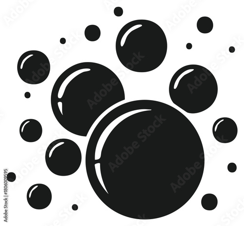 Pet grooming symbol with a paw print made from soap suds and bubbles