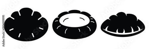 pita bread minimal food icon set, black color and white background