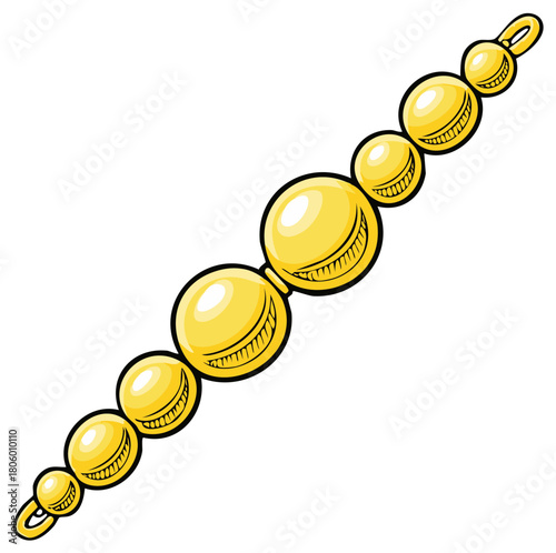 Bright shiny golden graduated beads decorative element vector illustration