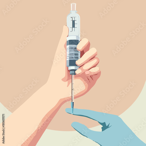 Healthcare professional administering a vaccine with a syringe  