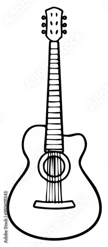 Simple outline drawing of an acoustic guitar musical instrument artwork
