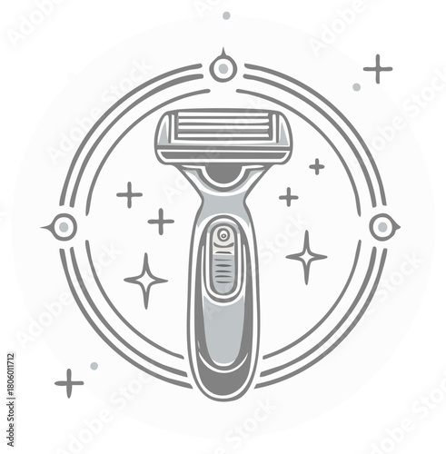 Monochrome vector icon of a modern grooming razor for clean shaving and personal care