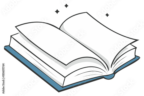 Open book with blank pages and sparkling magic
