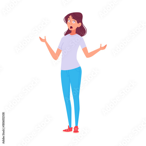 Surprised Woman Cartoon Illustration Expressing Shock