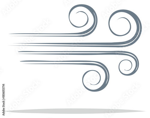 Abstract stylized illustration of wind blowing, weather or airflow symbol.