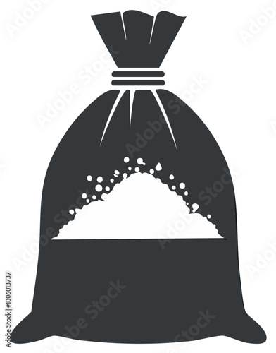 Sack Filled with White Granules Illustration Icon Design Element Food Industry