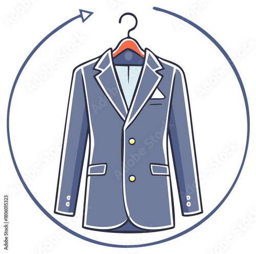 Suit Jacket on Hanger with Circular Arrow for Dry Cleaning Service Icon