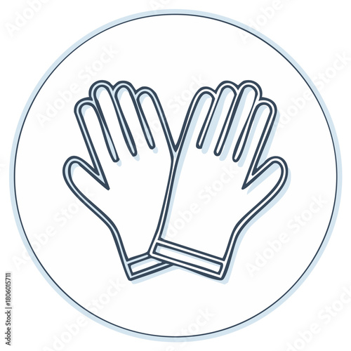 Pair of Protective Gloves Icon in Circle Shape with Outlined Style for Safety and Protection