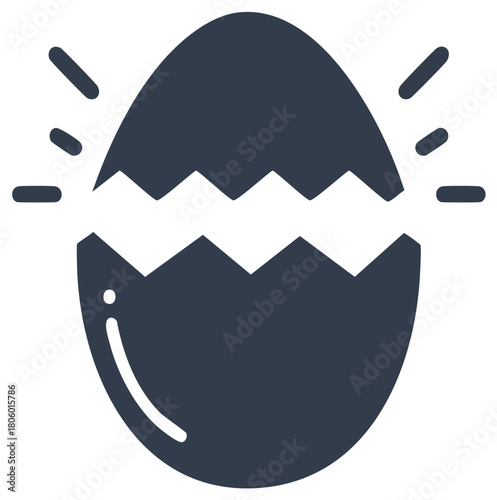 Graphic vector illustration of a hatching egg breaking open symbolizing new life and ideas