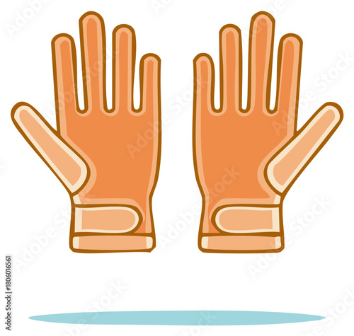 Pair of Orange Work Gloves Vector Illustration Protective Handwear Safety Equipment