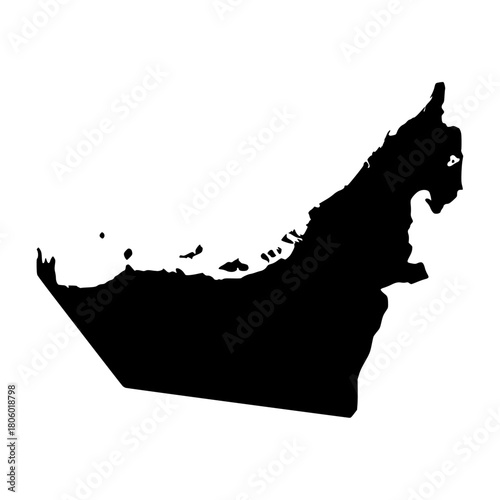 United Arab Emirates Silhouette Map Design. United Arab Emirates Map Vector Illustration. Perfect for infographics, presentations, and educational materials.