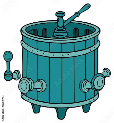 Traditional Wooden Wine Press Illustration of Vineyard Tool