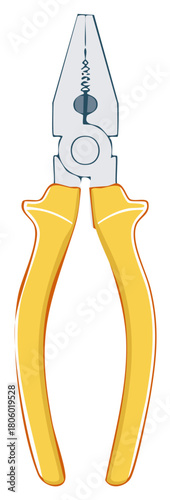 Vivid cartoon style needle nose pliers an essential hand tool for repairs and electrical work and DIY projects