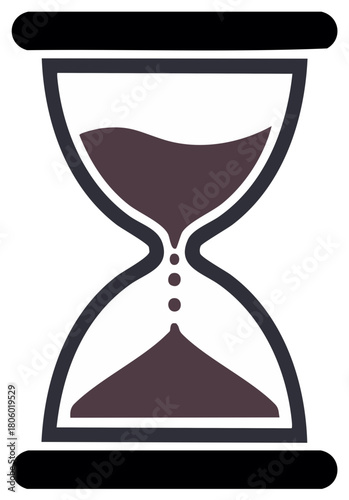 Stylized hourglass with falling sand symbolizing time passing, countdown, urgency, and deadlines