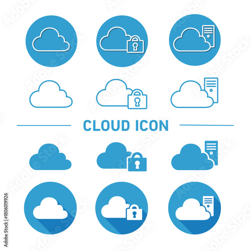 クラウドのベクターアイコンセット（システム構成・資料作成）