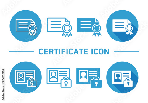 証明書・認証のベクターアイコンセット（システム構成・資料作成）