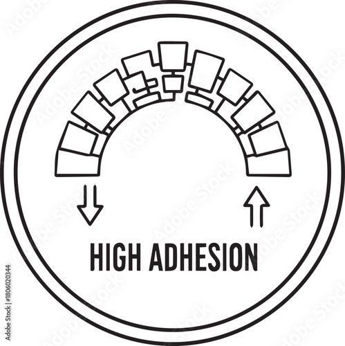 High Adhesion strength test icon showing keystone arch structure isolated on white background