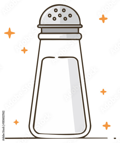 Minimalist salt shaker with sparkles, seasoning container icon
