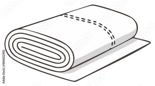 Rolled fabric with dashed cut line illustration