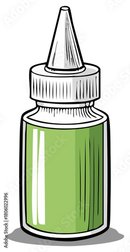 Vector illustration of a green craft glue bottle with a nozzle applicator