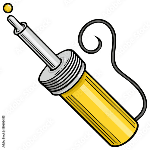 Illustrative image of a soldering iron with a drop of solder isolated.