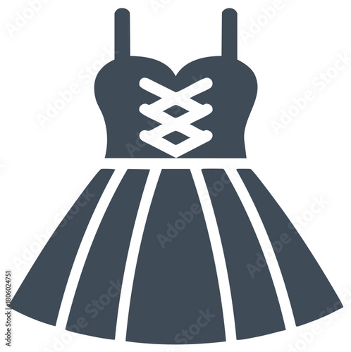 Dark Blue Dirndl Dress Icon with White Lacing