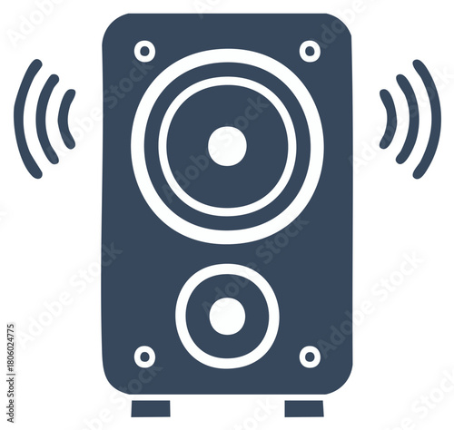 Sound speaker icon radiating waves symbolizing music and audio multimedia
