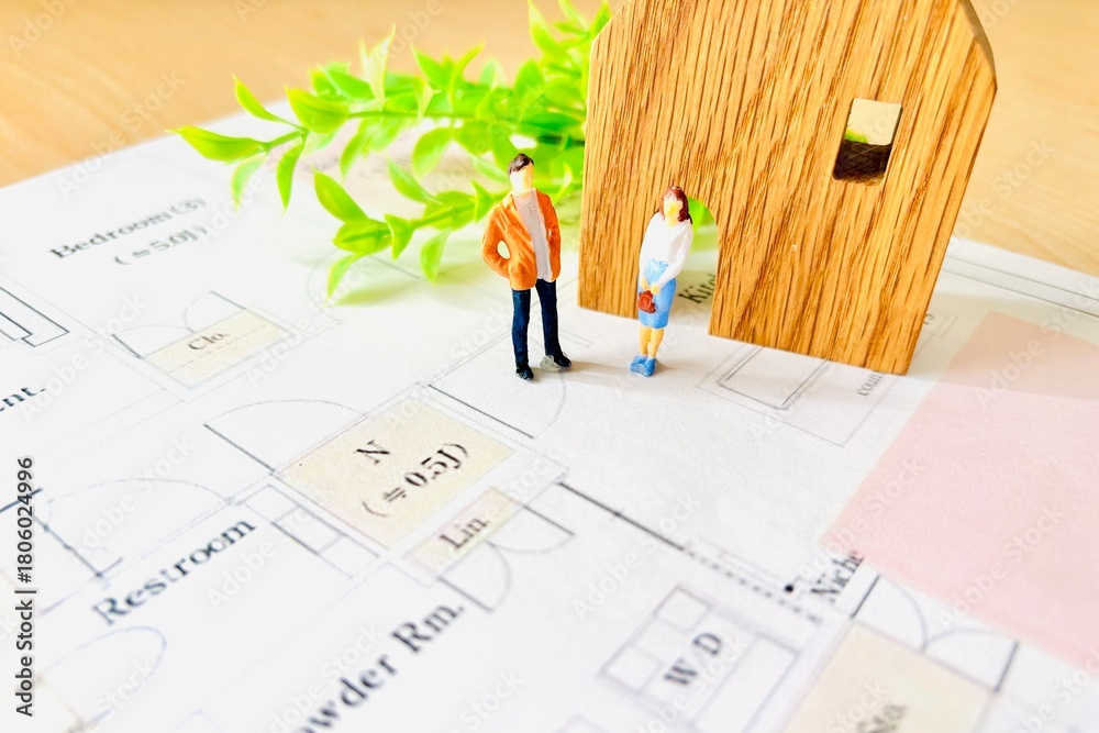 Naklejka premium マイホームの間取りを考える夫婦