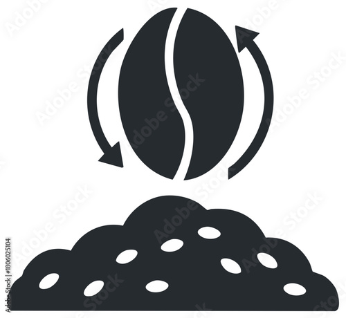 Sustainable coffee production and recycling of grounds vector glyph icon