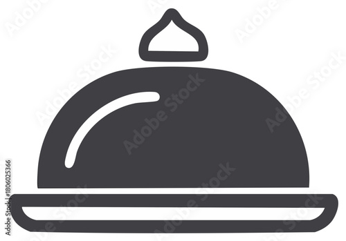 Food serving cloche on a plate isolated graphic representation