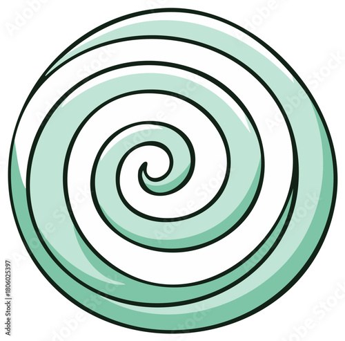 Mint green spiral swirl candy lollipop sweet treat cartoon illustration