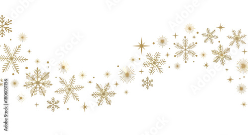 Golden Snowflake Swirl Elegant Winter Design for Festive Decorations and Greetings