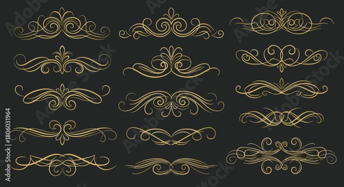 Elegant Gold Ornament Collection Vector Design Elements for Decorative Accents and Vintage Flair